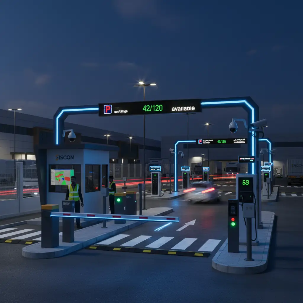 أنظمة مواقف ذكية وبوابات سيارات للمباني والشركات في مصر من SISCOM مع قراءة لوحات الأرقام وإدارة الدخول والخروج