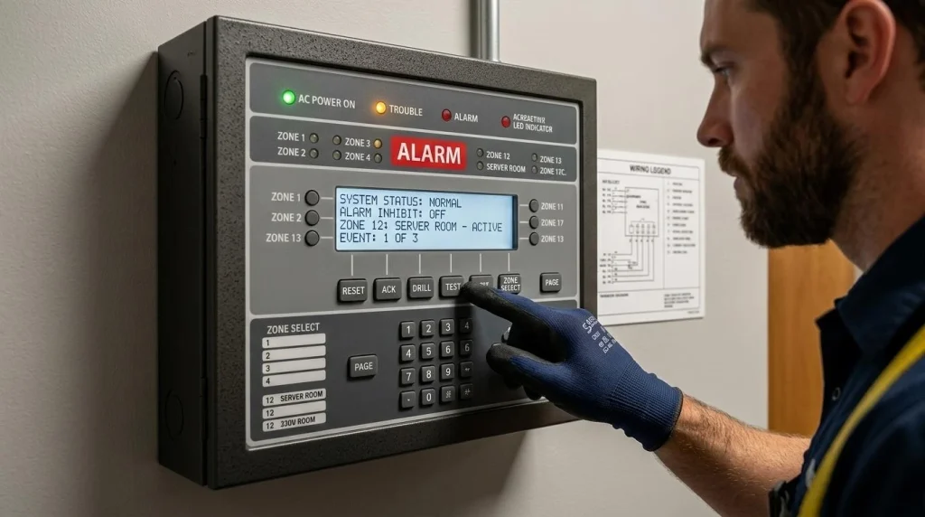Advanced fire alarm and intrusion alarm system installation in Egypt with smoke detectors, heat detectors, motion sensors, mobile alerts, and 24/7 monitoring by SISCOM Smart Solutions Provider.