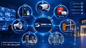 أنظمة الأمن المتكاملة تشمل كاميرات المراقبة والتحكم في الدخول وإنذار الحريق وأنظمة الصوت والبوابات والبولاردات والتيرنستايل