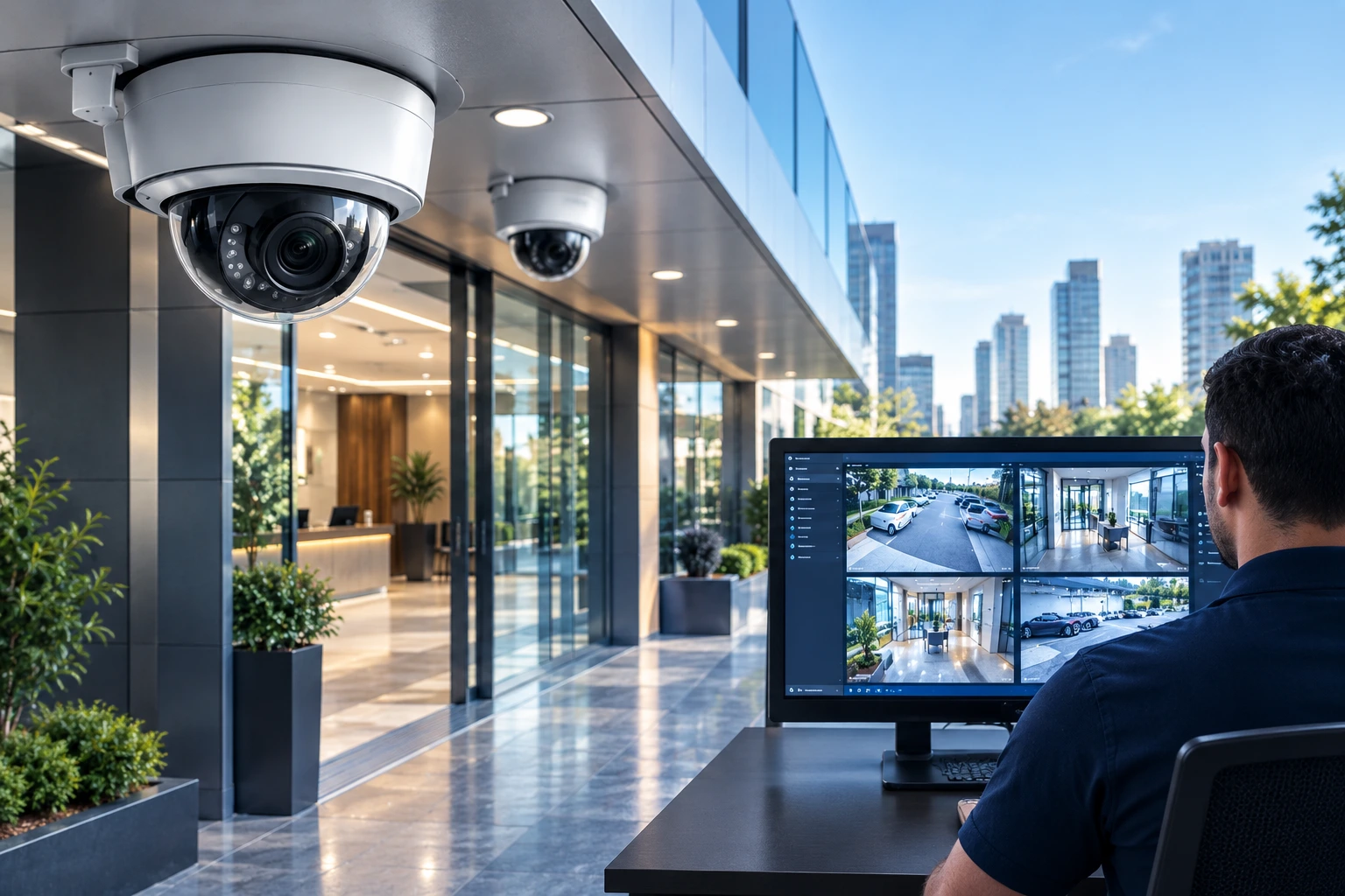 نظام كاميرات مراقبة CCTV حديث لمبنى إداري في مصر